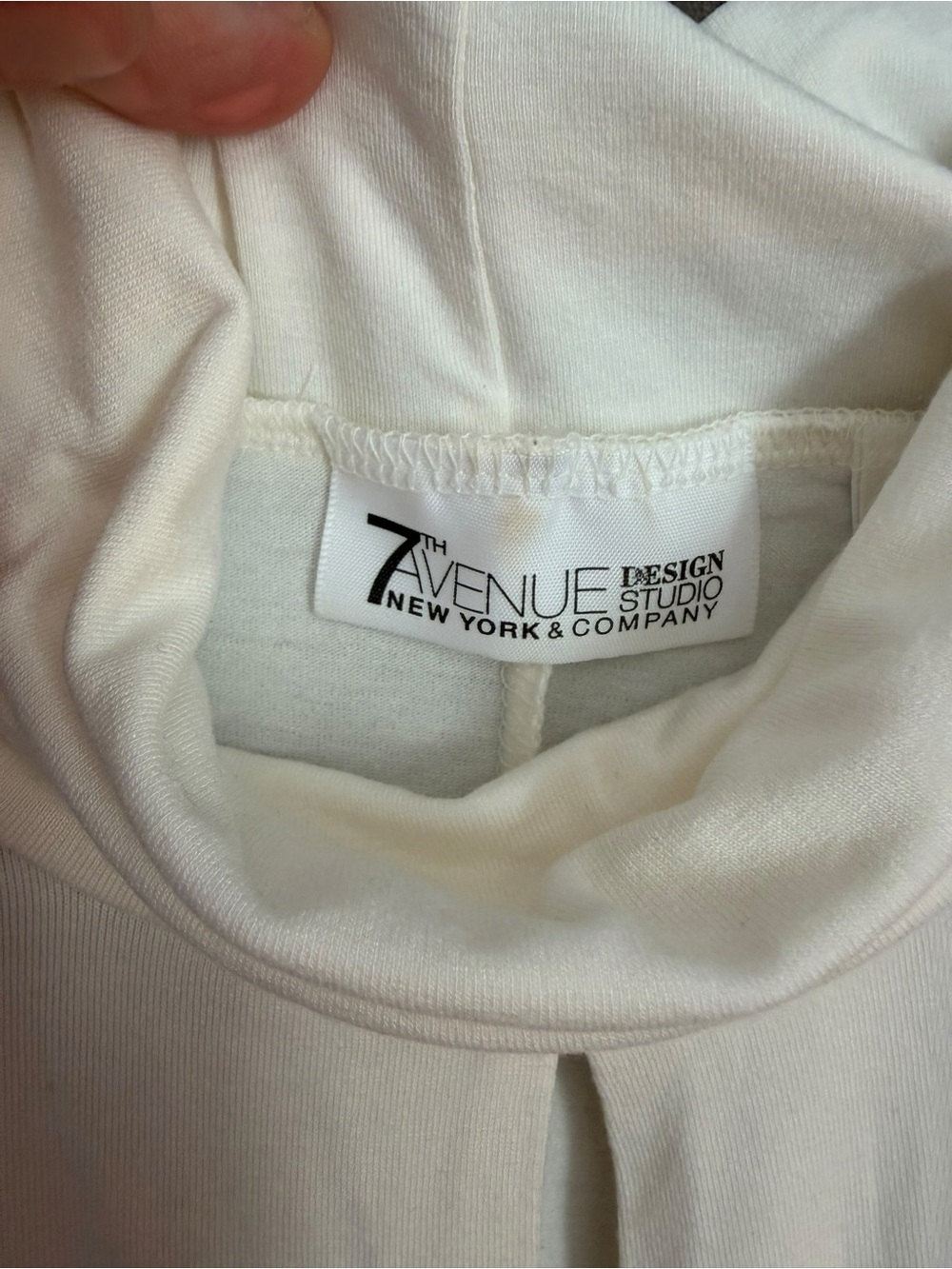7th Avenue NY&Co Draped Cowl Neck Top Large White Asymmetric Ruched - Picture 2 of 10